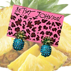 NWT Betsey Johnson Blue Pineapple Earrings Hawaii